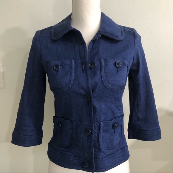 Trina Turk Etta Jacket Blue Lightweight Jacket Size 2 - Picture 3 of 6